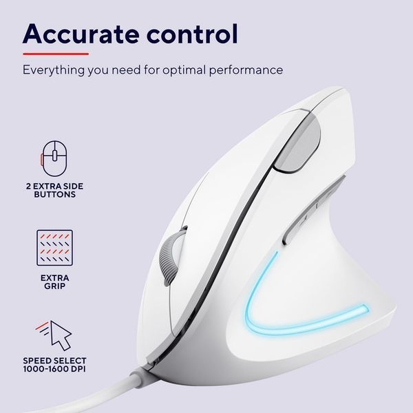 Мышь Trust Verto Ergonomic, USB-A, белый 25133_TRUST фото