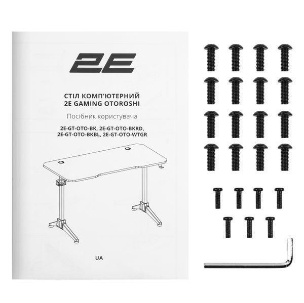 Стіл комп'ютерний 2E GAMING OTOROSHI, 120х60x75см, чорний 2E-GT-OTO-BK фото