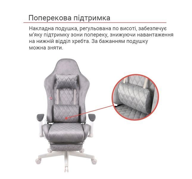 Крісло геймерське АКЛАС Харлі R OT-R299H (Сірий) 83691 фото