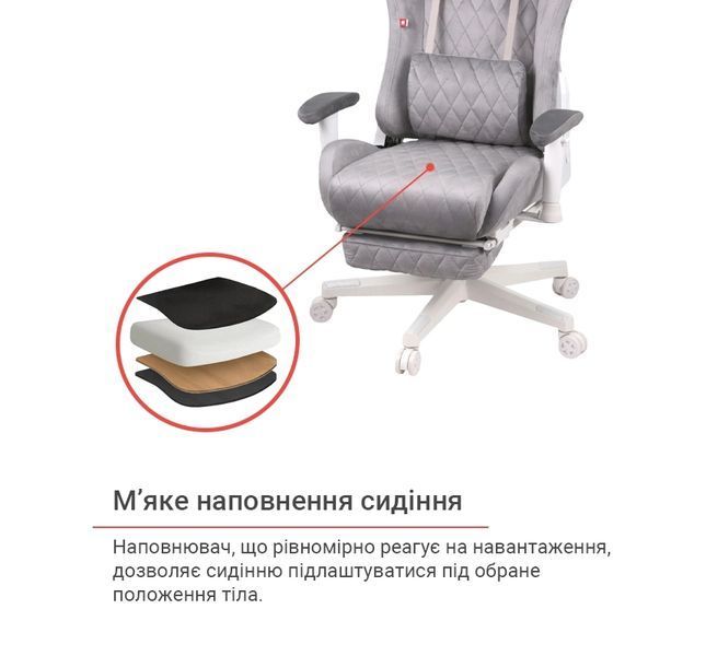 Крісло геймерське АКЛАС Харлі R OT-R299H (Сірий) 83691 фото