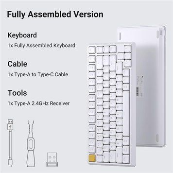 Клавіатура механічна Keychron J1 82Key, K pro Banana, WL/BT/USB-A, QMK, Hot-swap, EN/UKR, RGB, білий J1-Q4-UA фото