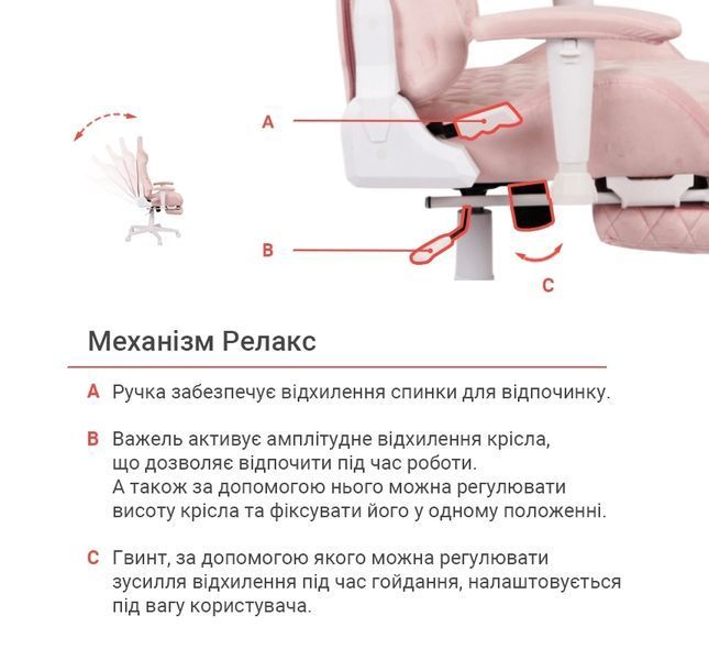 Крісло геймерське АКЛАС Харлі R OT-R299H (Рожевий) 130262 фото