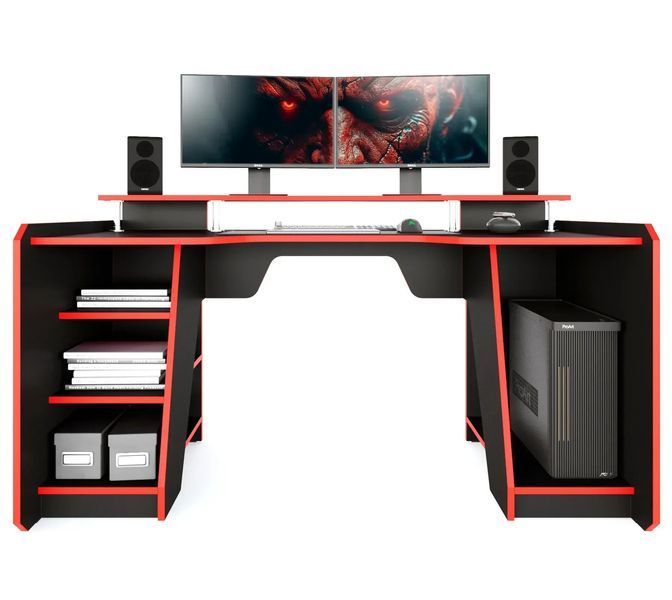 Геймерський стіл ZEUS-Game STRATOS-2 чорно-червоний ST-2Red фото