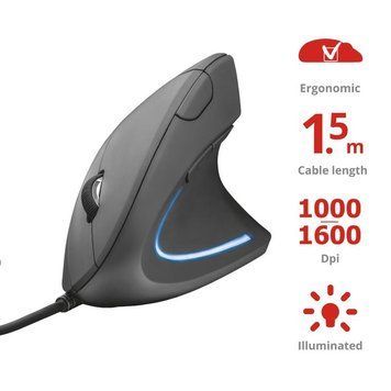 Миша Trust Verto Ergonomic, USB-A, чорний 22885_TRUST фото