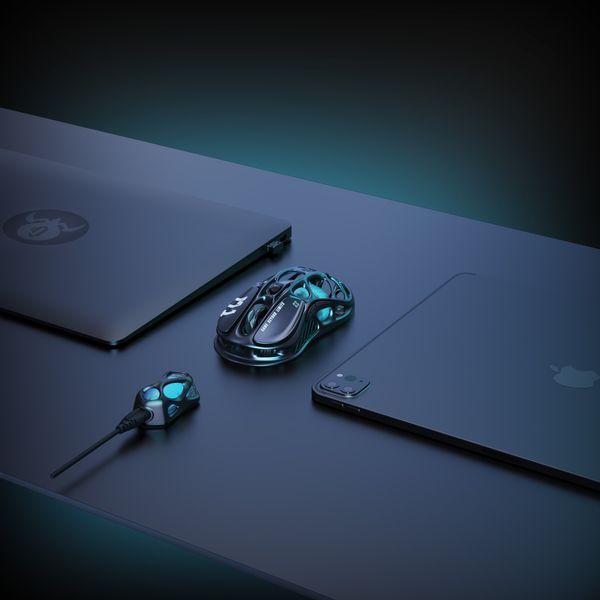 Мышь GravaStar Mercury M1 Pro, magnesium alloy body, BT/WL/USB-A, RGB, Gunmetal Gray GRAVASTARM1PRO_GRY фото