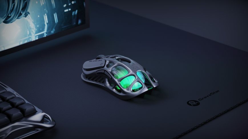 Мышь GravaStar Mercury M1 Pro, magnesium alloy body, BT/WL/USB-A, RGB, Gunmetal Gray GRAVASTARM1PRO_GRY фото