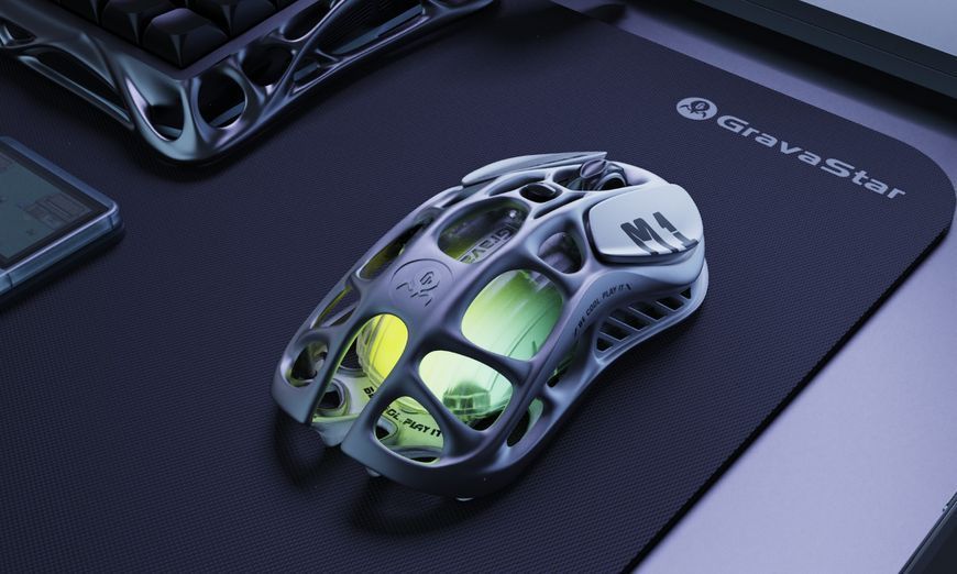 Мышь GravaStar Mercury M1 Pro, magnesium alloy body, BT/WL/USB-A, RGB, Gunmetal Gray GRAVASTARM1PRO_GRY фото