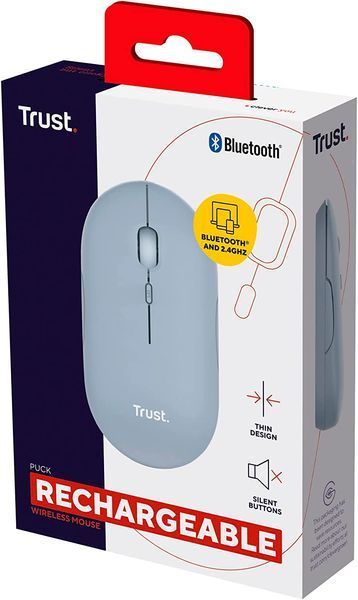 Миша Trust Puck Rechargeable, Ultra-Thin, BT/WL, Silent, синій 24126_TRUST фото
