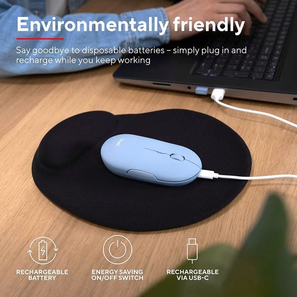 Миша Trust Puck Rechargeable, Ultra-Thin, BT/WL, Silent, синій 24126_TRUST фото