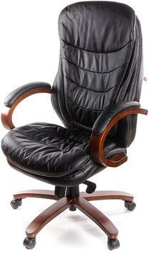 Крісло АКЛАС Валенсія Soft EX MB (Шкіра LC-A Black/PU Black) 5305 фото