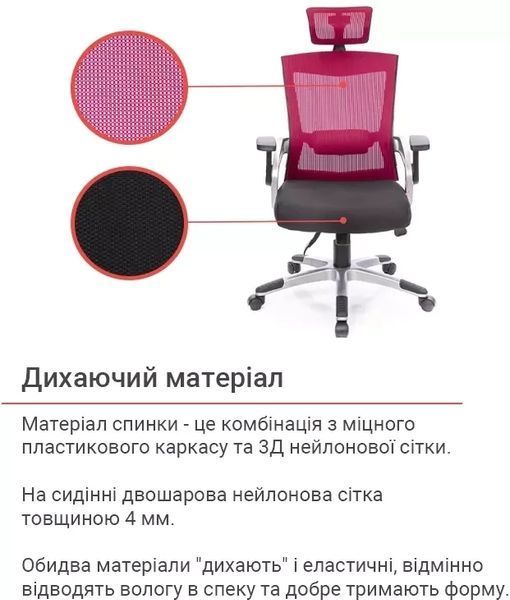 Крісло АКЛАС Прима PL HR ANF (Чорний/Червоний) 10480 фото