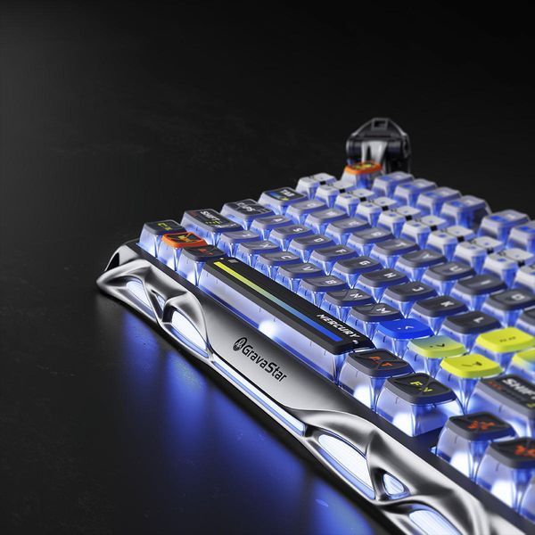 Клавіатура механічна GravaStar Mercury K1 Pro 80keys, GravaStar x Kailh Speedy Mint, BT/WL/USB, Interstellar Silver GS_K1_PRO_S_CGRY фото