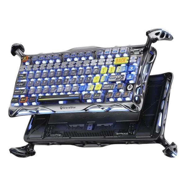 Клавіатура механічна GravaStar Mercury K1 Pro 80keys, GravaStar x Kailh Speedy Mint, BT/WL/USB, Interstellar Silver GS_K1_PRO_S_CGRY фото