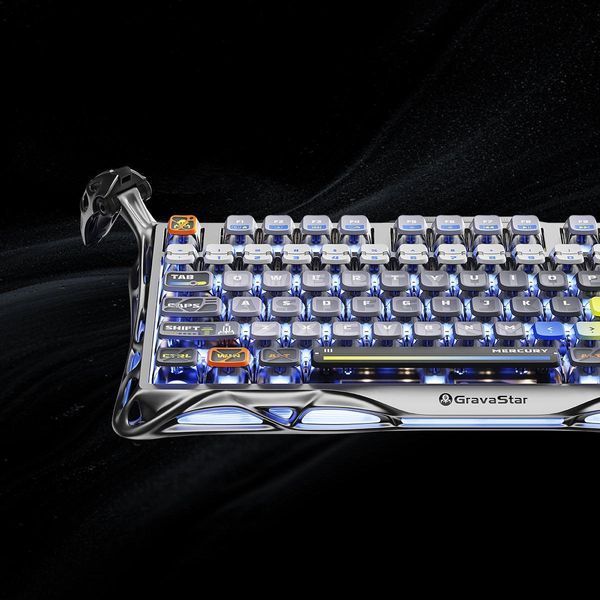 Клавіатура механічна GravaStar Mercury K1 Pro 80keys, GravaStar x Kailh Speedy Mint, BT/WL/USB, Interstellar Silver GS_K1_PRO_S_CGRY фото