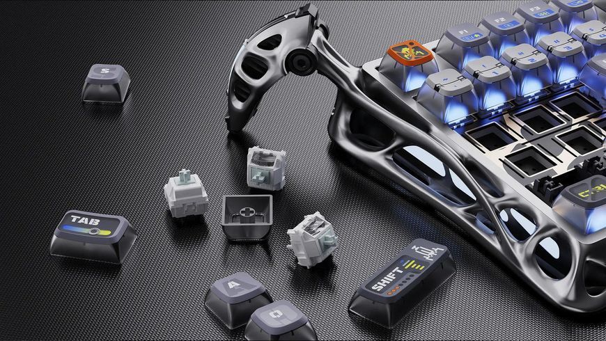 Клавіатура механічна GravaStar Mercury K1 Pro 80keys, GravaStar x Kailh Speedy Mint, BT/WL/USB, Interstellar Silver GS_K1_PRO_S_CGRY фото