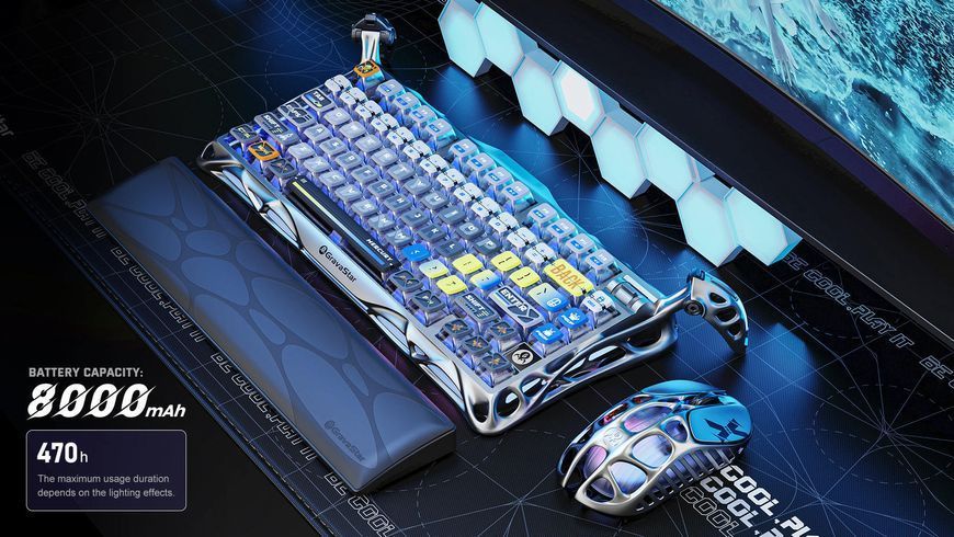 Клавіатура механічна GravaStar Mercury K1 Pro 80keys, GravaStar x Kailh Speedy Mint, BT/WL/USB, Interstellar Silver GS_K1_PRO_S_CGRY фото