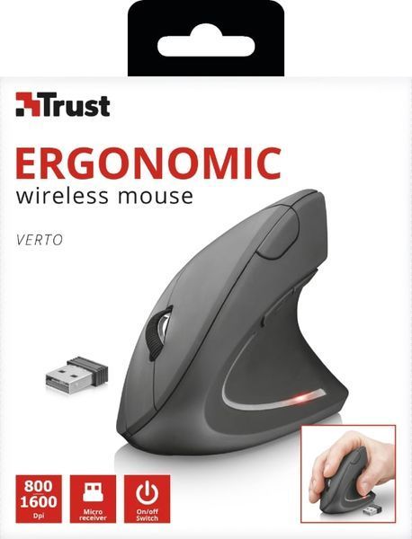 Миша Trust Verto Ergonomic, WL, чорний 22879_TRUST фото