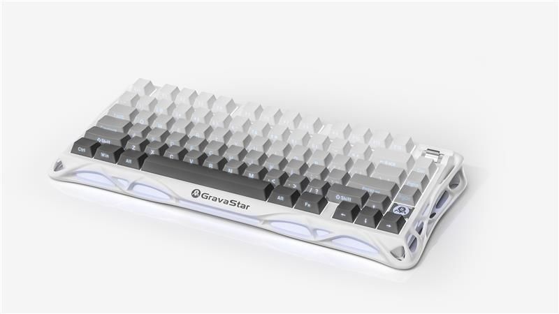 Клавіатура механічна GravaStar Mercury K1 80keys, GravaStar x Kailh Cheery Pink, EN/UKR, BT/WL/USB, білий GSK1_GWHT фото