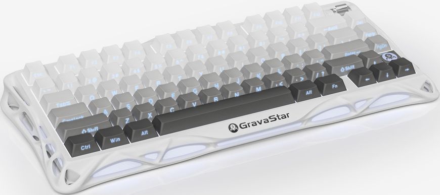 Клавіатура механічна GravaStar Mercury K1 80keys, GravaStar x Kailh Cheery Pink, EN/UKR, BT/WL/USB, білий GSK1_GWHT фото