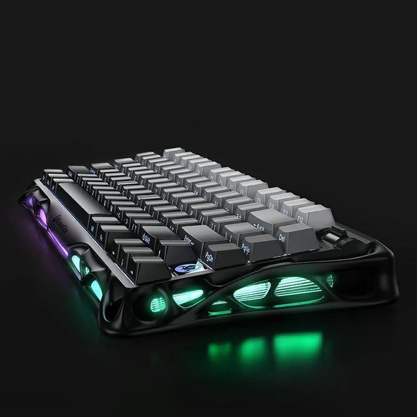Клавіатура механічна GravaStar Mercury K1 80keys, GravaStar x Kailh Cheery Pink, EN/UKR, BT/WL/USB, чорний GSK1_GBLK фото