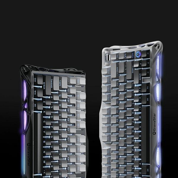 Клавіатура механічна GravaStar Mercury K1 80keys, GravaStar x Kailh Cheery Pink, EN/UKR, BT/WL/USB, чорний GSK1_GBLK фото