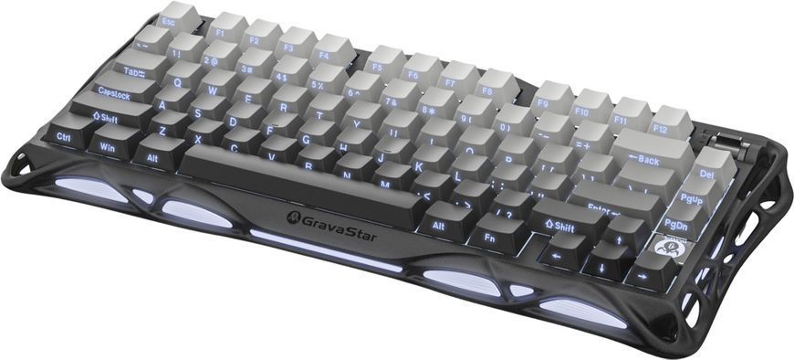 Клавіатура механічна GravaStar Mercury K1 80keys, GravaStar x Kailh Cheery Pink, EN/UKR, BT/WL/USB, чорний GSK1_GBLK фото