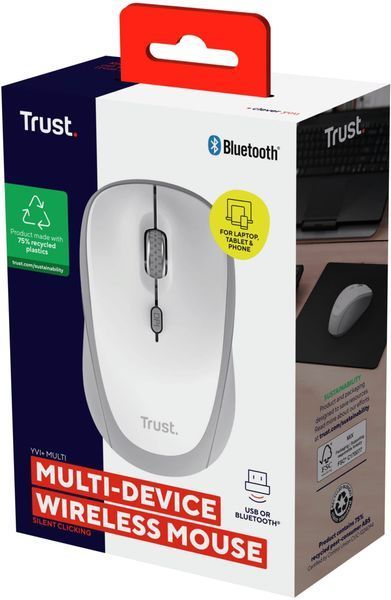 Мышь Trust Yvi+ Compact Multi-Device, WL/BT/USB-A, белый 25454_TRUST фото