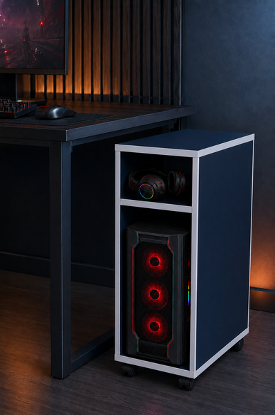Підставка для системного блока на колесах ZEUS-Game DOCK чорно-білий 2307756 фото