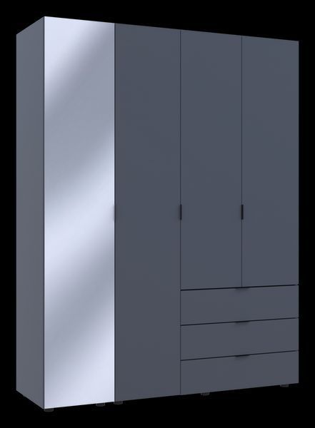 Шафа для одягу 3-дверна з дзеркалом Doros Гелар Графіт 155&times;49.5&times;203.4 см (42002158) 42002158 фото