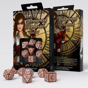 Набор кубиков Steampunk Clockwork Caramel & white Dice Set (7) SSTC03 фото