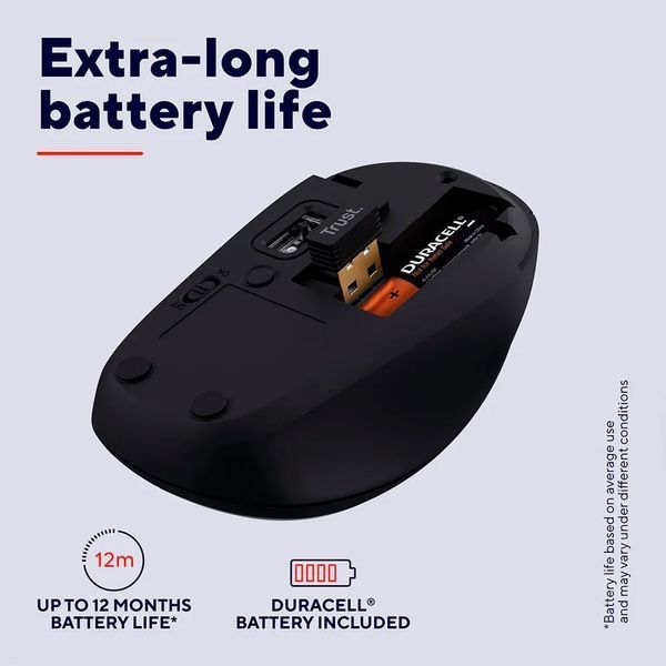 Мышь Trust Yvi+ Compact Multi-Device, WL/BT/USB-A, чёрный 25440_TRUST фото