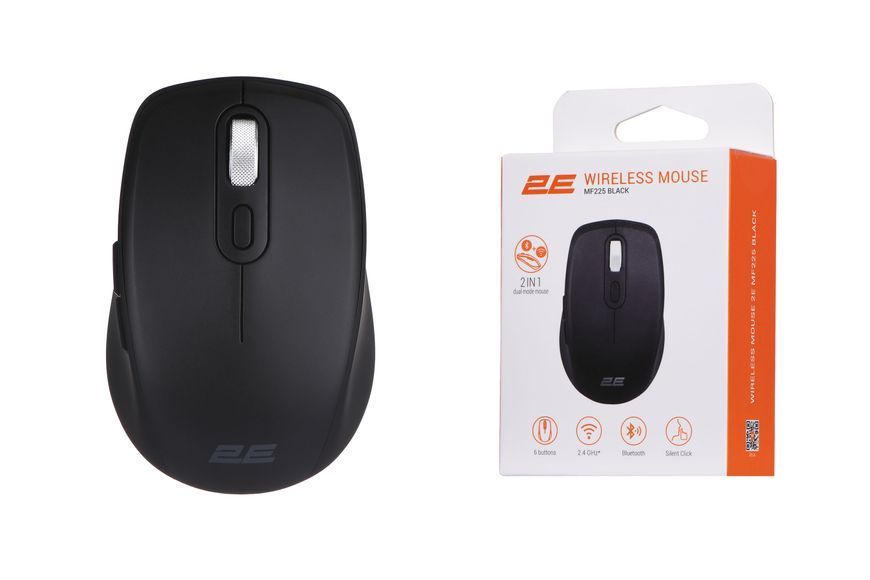 Миша 2E MF225 Silent, WL/BT, чорний 2E-MF225WBK фото