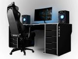 Геймерський стіл ZEUS-Game Viking-1L чорний-білий &mdash; великий gaming desk для сучасного сетапу
