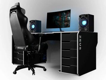 Геймерський стіл ZEUS-Game Viking-1L чорний-білий &mdash; великий gaming desk для сучасного сетапу