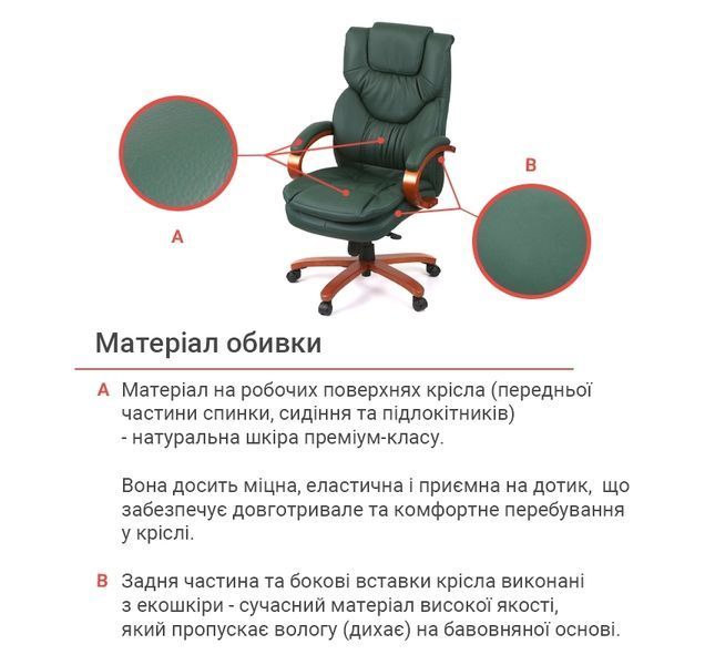 Крісло АКЛАС Флорида EX MB GB-233WW (Шкіра Lux LC Green) 163349 фото