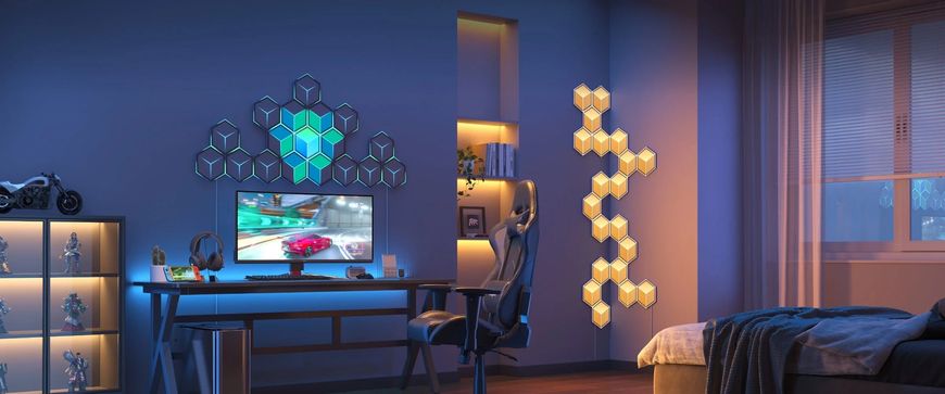 Настінний світильник Glide Hexagon Light — RGBIC, Wi-Fi/Bluetooth  H606AC81 фото