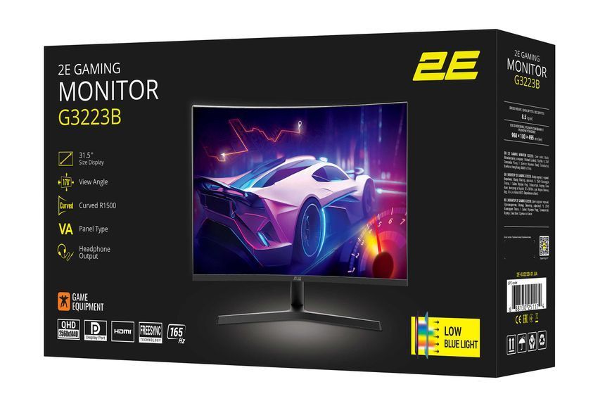Монітор 2E GAMING 34" G3424B 2xHDMI, DP, VA, 3440x1440, 180Hz, 1ms, NTSC 85%, CURVED, FreeSync, HAS 2E-G3223B-01.UA фото