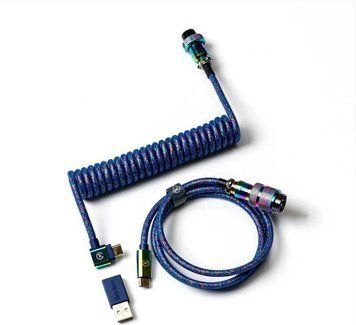 Кабель USB-A/USB-C > USB-C заряджання/синхронізації Keychron, 1.08м, Type-C, Premium Coiled Aviator, синій CAB8_KEYCHRON фото