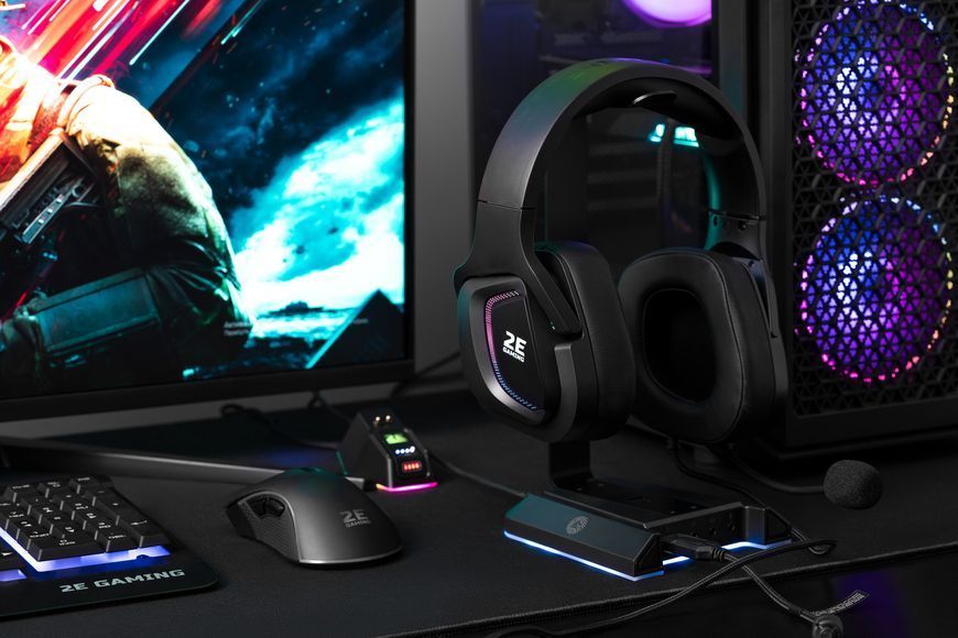 Гарнитура игровая 2E GAMING HG340, 7.1, USB-A, RGB, 2 м, чёрная 2E-HG340BK-7.1 фото