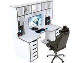 Геймерський стіл ZEUS-Game Viking-3 білий-чорний &mdash; стильний gaming desk для сучасного ПК сетапу