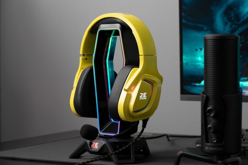 Гарнитура игровая 2E GAMING HG340, mini-jack/dual 3.5 мм, RGB, 2 м, жёлтая 2E-HG340YW фото