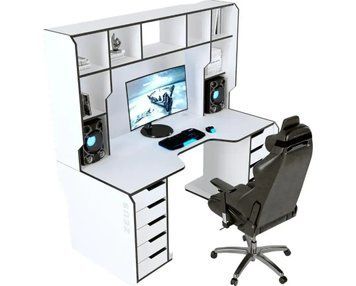 Геймерський стіл ZEUS-Game Viking-3M (1800x800/850 мм) білий-чорний Vi-3M фото