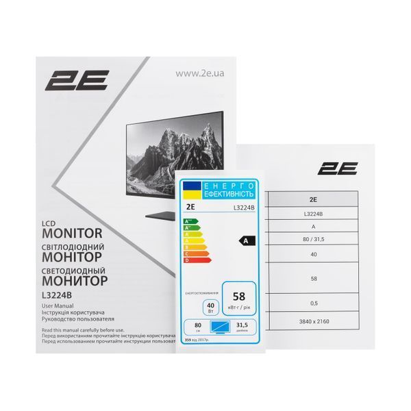 Монитор 2E 31.5" L3224B (2xHDMI, DP, VA, 3840x2160, MM) 2E-L3224B-01.UA фото