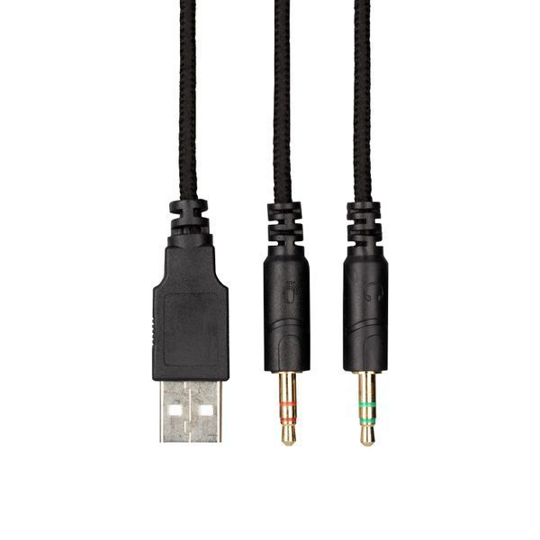 Гарнитура игровая 2E GAMING HG340, mini-jack/dual 3.5 мм, RGB, 2 м, чёрная 2E-HG340BK фото