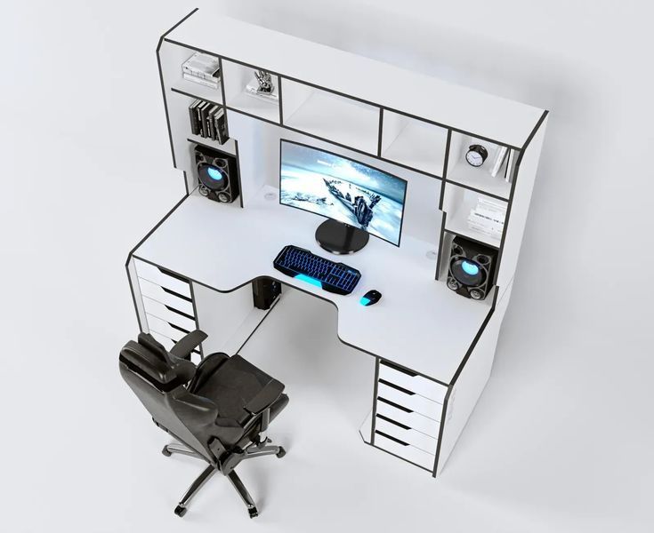 Геймерський стіл ZEUS-Game Viking-3М (1800x870/920 мм) білий-чорний Vi-3LW фото