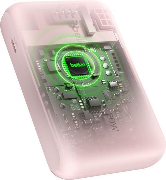 Акумулятор портативний літій-іонний Power Bank Belkin 10000мА&middot;год, 20Вт, з інтегрованим кабелем USB-C, рожевий BPB021HQPK фото