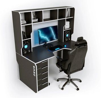 Геймерський стіл ZEUS-Game Viking-3М (1800x870/920 мм) чорно-білий Vi-3LB фото