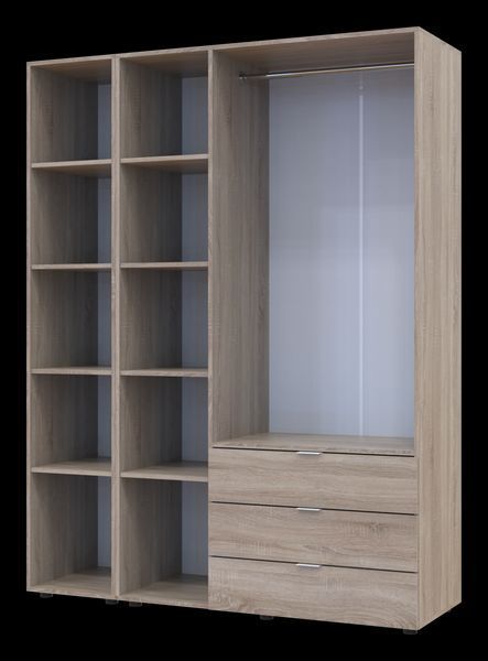 Шафа для одягу 3-дверна з дзеркалом Doros Гелар Дуб 155&times;49.5&times;203.4 см (42002159) 42002159 фото