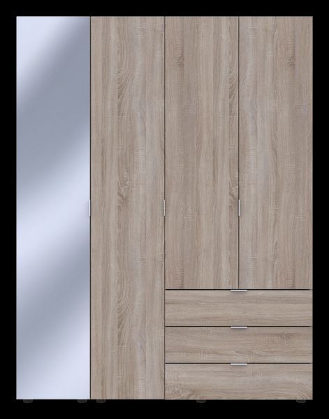 Шафа для одягу 3-дверна з дзеркалом Doros Гелар Дуб 155&times;49.5&times;203.4 см (42002159) 42002159 фото