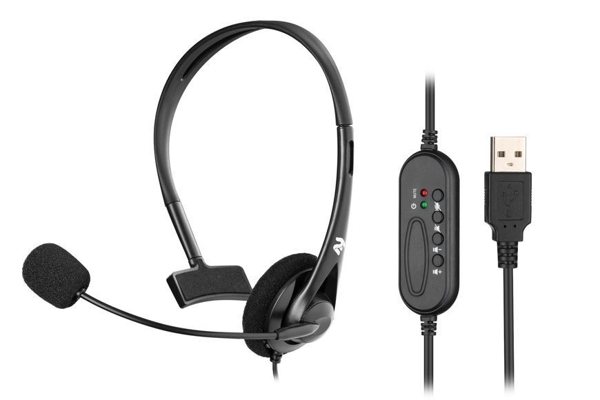 Гарнитура ПК моно On-ear 2E CH11 USB, omni-mic, 2 м, чёрная 2E-CH11MU фото